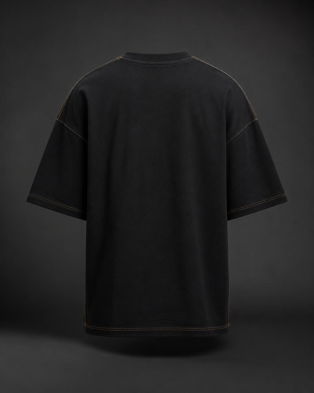 BO$AL Signature Heavyweight Tee — Jet Black / Antique Gold — back view